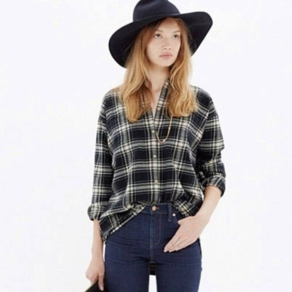 Madewell Tops - 𝅺madewell cotton button down neutral color fall flannel